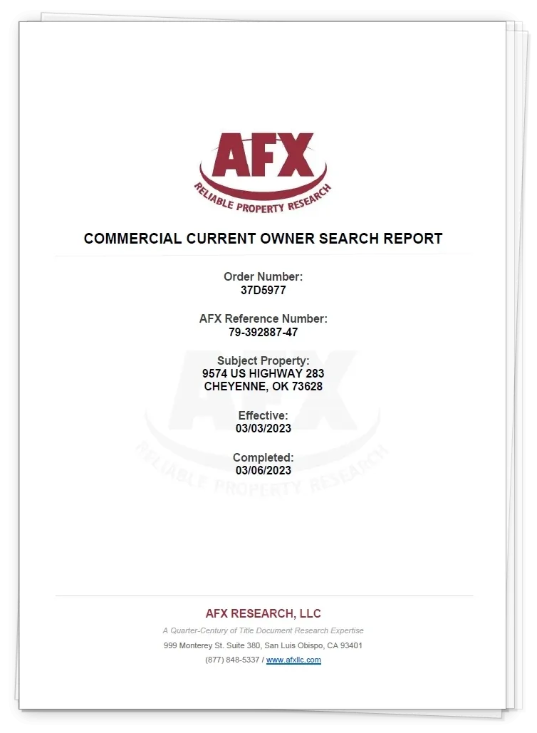 Sample Current Owner Search Commercial Report Image