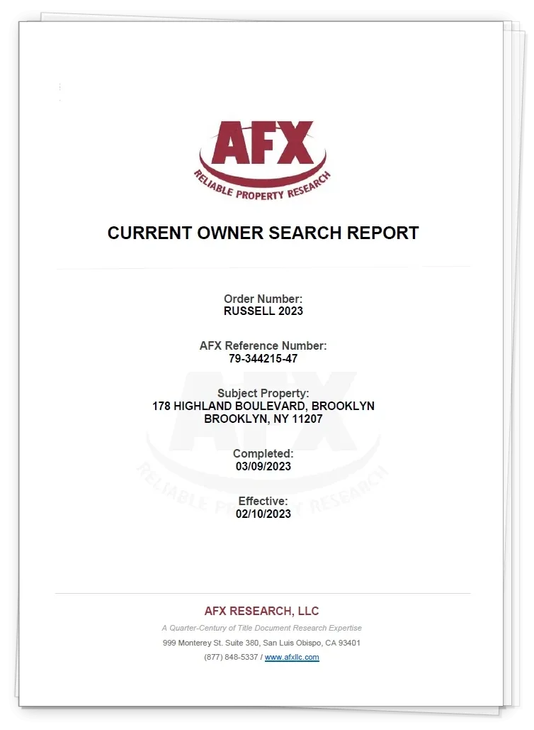 Sample Foreclosure Title Search Report Image