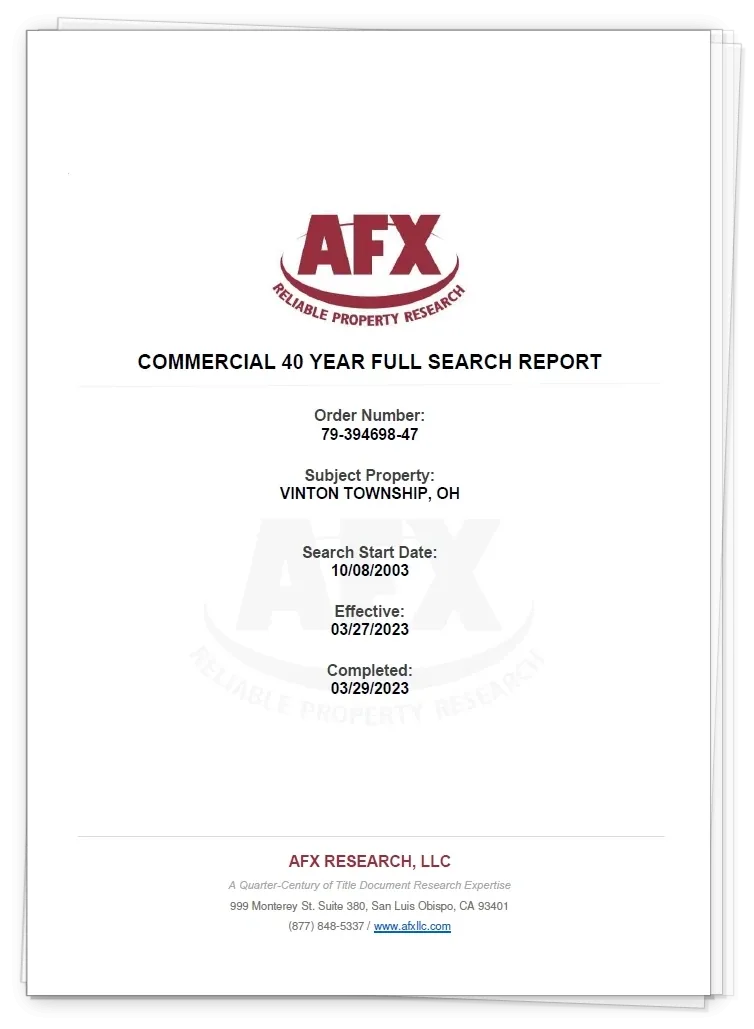 Sample Commercial 40 Year Full Search Report Image