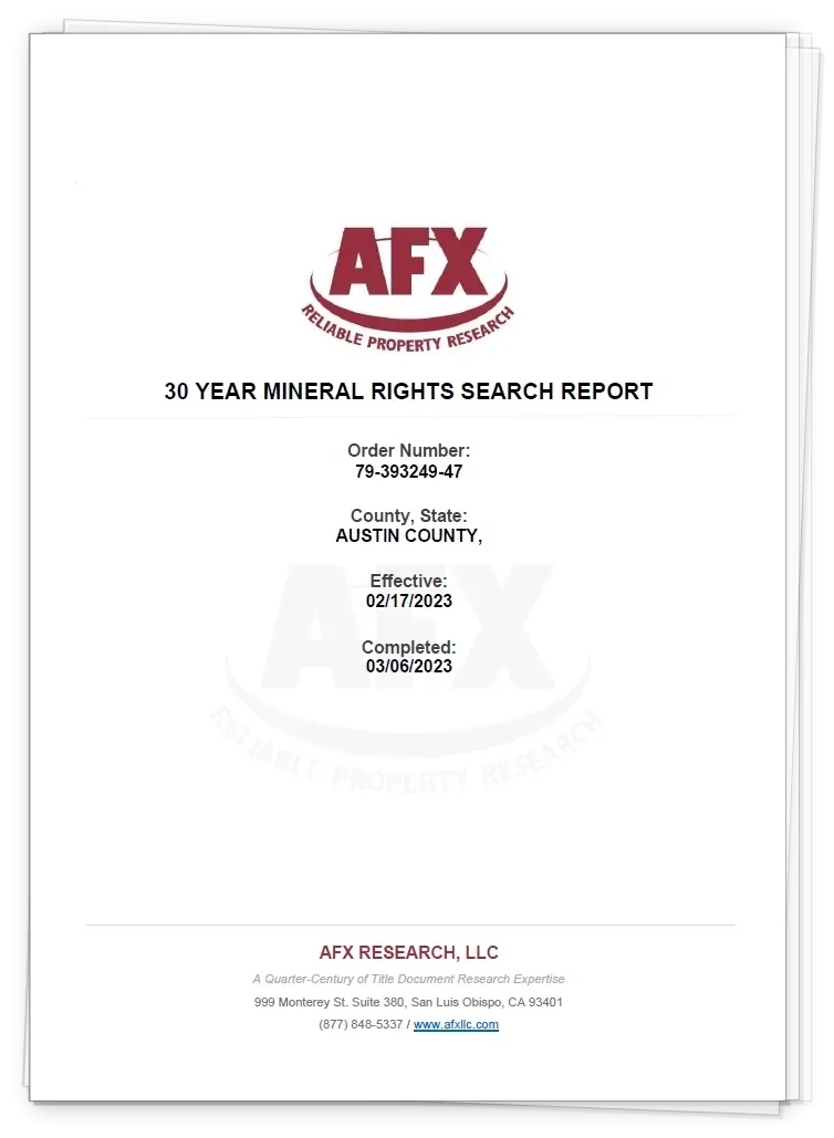 Sample 30 Year Mineral Rights Search Report Image
